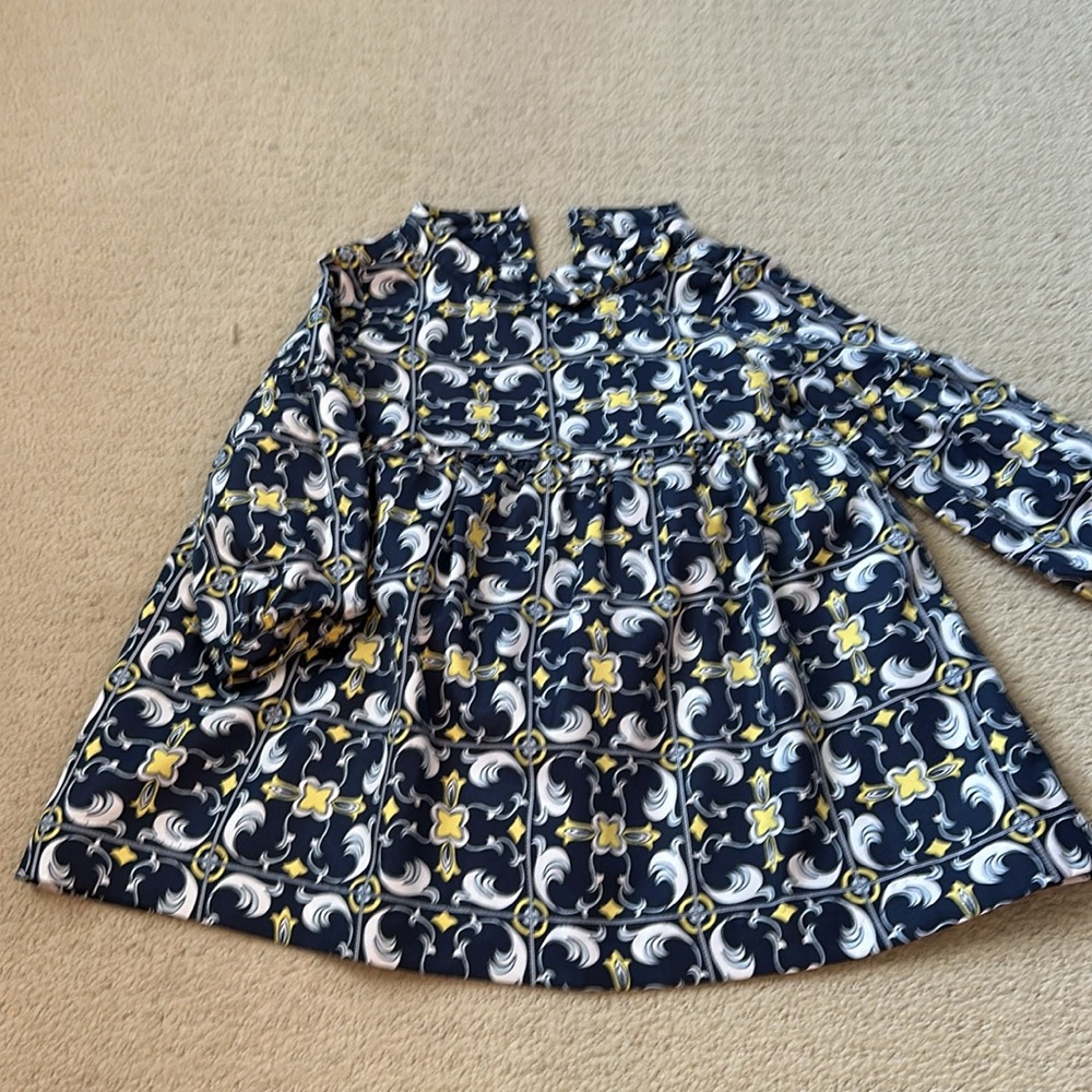 Janie & Jack Navy Medallion Scarf Print Dress